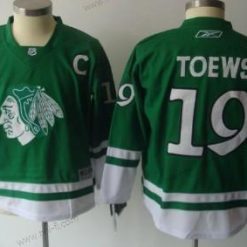 Chicago Blackhawks #19 Janathan Toews St. Patrick’S Day Vihreä Paita – Lasten