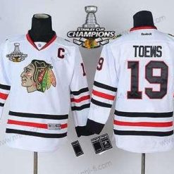 Chicago Blackhawks #19 Janathan Toews Valkoinen Paita W/2015 Stanley Cup Champion Patch – Lasten