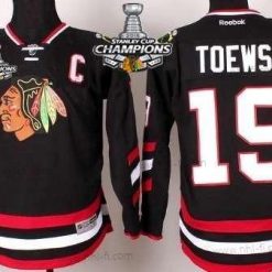 Chicago Blackhawks #19 Jonathan Toews 2014 Stadium Series Musta Paita W/2015 Stanley Cup Champion Patch – Lasten