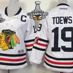 Chicago Blackhawks #19 Jonathan Toews 2015 Talvi Klassinen Valkoinen Paita W/2015 Stanley Cup Champion Patch – Lasten