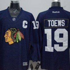 Chicago Blackhawks #19 Jonathan Toews Laivastonsininen Sininen Denim Fabric Paita – Miesten