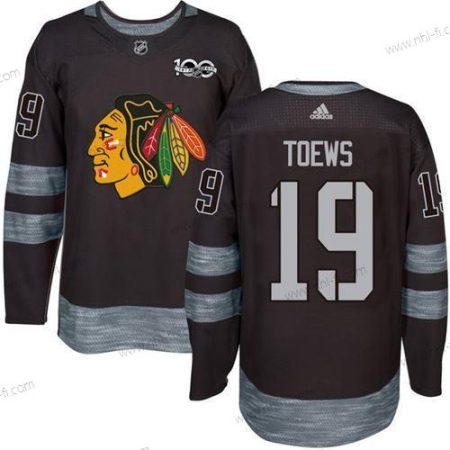 Chicago Blackhawks #19 Jonathan Toews Musta 1917-2017 100th Vuosipäivä Ommeltu NHL Paita – Miesten