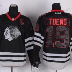 Chicago Blackhawks #19 Jonathan Toews Musta Ice Paita – Miesten