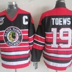 Chicago Blackhawks #19 Jonathan Toews Musta Pinstripe 75Th Retro CCM Paita – Miesten