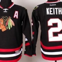 Chicago Blackhawks #2 Duncan Keith 2014 Stadium Series Musta Paita – Lasten