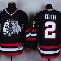 Chicago Blackhawks #2 Duncan Keith 2014 Stadium Series Musta With Musta Skulls Paita – Miesten