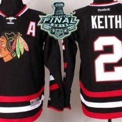 Chicago Blackhawks #2 Duncan Keith 2015 Stanley Cup 2014 Stadium Series Musta Paita – Nuoret