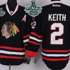 Chicago Blackhawks #2 Duncan Keith 2015 Stanley Cup Musta Paita – Nuoret