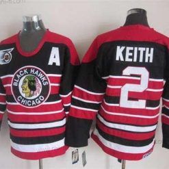 Chicago Blackhawks #2 Duncan Keith Musta Pinstripe 75Th CCM Vintage Paita – Miesten