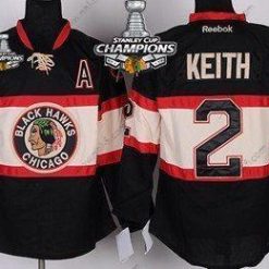 Chicago Blackhawks #2 Duncan Keith Musta Vieras Paita W/2015 Stanley Cup Champion Patch – Lasten