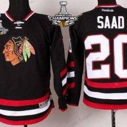 Chicago Blackhawks #20 Brandon Saad 2014 Stadium Series Musta Paita W/2015 Stanley Cup Champion Patch – Lasten