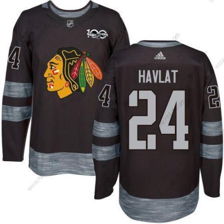 Chicago Blackhawks #24 Martin Havlat Musta 1917-2017 100th Vuosipäivä Ommeltu NHL Paita – Miesten