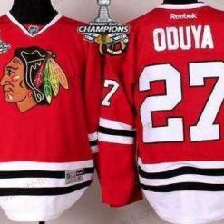 Chicago Blackhawks #27 Johnny Oduya Punainen Paita W/2015 Stanley Cup Champion Patchchampion Patch – Lasten