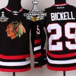 Chicago Blackhawks #29 Bryan Bickell 2014 Stadium Series Musta Paita W/2015 Stanley Cup Champion Patch – Lasten