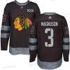 Chicago Blackhawks #3 Keith Magnuson Musta 1917-2017 100th Vuosipäivä Ommeltu NHL Paita – Miesten