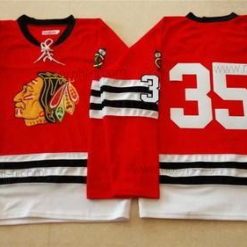 Chicago Blackhawks #35 Tony Esposito 1960-61 Punainen Vintage Paita – Miesten