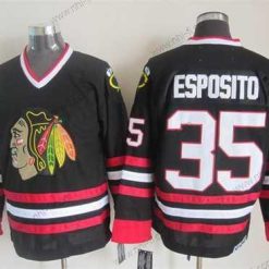 Chicago Blackhawks #35 Tony Esposito Musta CCM Vintage Paita – Miesten