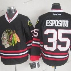 Chicago Blackhawks #35 Tony Esposito Musta Paita – Miesten