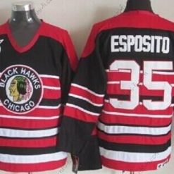 Chicago Blackhawks #35 Tony Esposito Musta Pinstripe 75Th Retro CCM Paita – Miesten