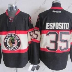 Chicago Blackhawks #35 Tony Esposito Musta Vieras Paita – Miesten