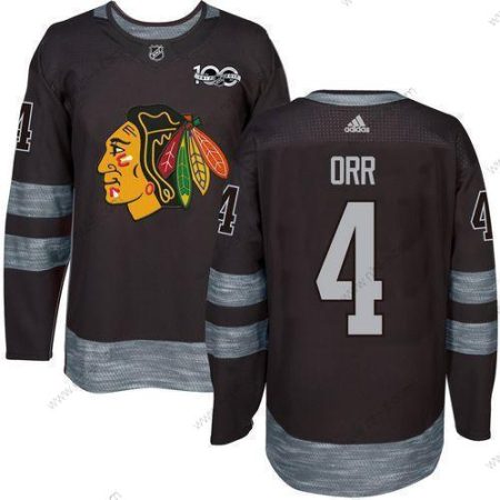 Chicago Blackhawks #4 Bobby Orr Musta 1917-2017 100th Vuosipäivä Ommeltu NHL Paita – Miesten