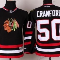 Chicago Blackhawks #50 Corey Crawford 2014 Stadium Series Musta Paita – Lasten