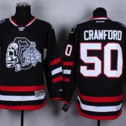 Chicago Blackhawks #50 Corey Crawford 2014 Stadium Series Musta With Musta Skulls Paita – Miesten