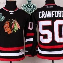 Chicago Blackhawks #50 Corey Crawford 2015 Stanley Cup 2014 Stadium Series Musta Paita – Nuoret