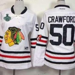 Chicago Blackhawks #50 Corey Crawford 2015 Stanley Cup 2015 Talvi Klassinen Valkoinen Paita – Naisten