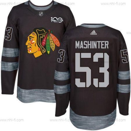 Chicago Blackhawks #53 Brandon Mashinter Musta 1917-2017 100th Vuosipäivä Ommeltu NHL Paita – Miesten