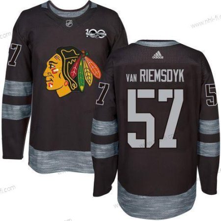 Chicago Blackhawks #57 Trevor Van Riemsdyk Musta 1917-2017 100th Vuosipäivä Ommeltu NHL Paita – Miesten