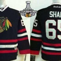 Chicago Blackhawks #65 Andrew Shaw Musta Paita W/2015 Stanley Cup Champion Patch – Lasten