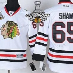 Chicago Blackhawks #65 Andrew Shaw Valkoinen Paita W/2015 Stanley Cup Champion Patch – Lasten