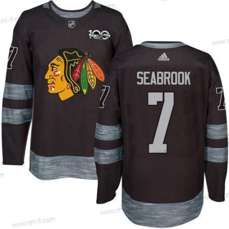 Chicago Blackhawks #7 Brent Seabrook Musta 1917-2017 100th Vuosipäivä Ommeltu NHL Paita – Miesten