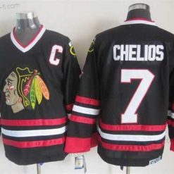 Chicago Blackhawks #7 Chris Chelios Musta CCM Vintage Paita – Miesten