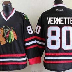 Chicago Blackhawks #80 Antoine Vermette Musta Paita – Miesten