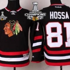 Chicago Blackhawks #81 Marian Hossa 2014 Stadium Series Musta Paita W/2015 Stanley Cup Champion Patch – Lasten