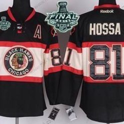 Chicago Blackhawks #81 Marian Hossa 2015 Stanley Cup Musta Vieras Paita – Nuoret