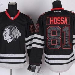 Chicago Blackhawks #81 Marian Hossa Musta Ice Paita – Miesten