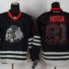 Chicago Blackhawks #81 Marian Hossa Musta Ice Skulls Paita – Miesten