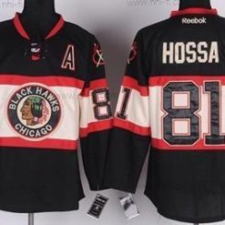 Chicago Blackhawks #81 Marian Hossa Musta Vieras Paita – Lasten