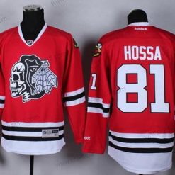 Chicago Blackhawks #81 Marian Hossa Punainen With Musta Skulls Paita – Miesten