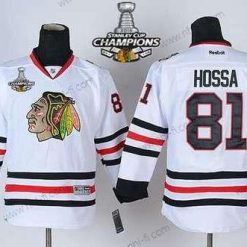 Chicago Blackhawks #81 Marian Hossa Valkoinen Paita W/2015 Stanley Cup Champion Patch – Lasten