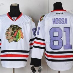 Chicago Blackhawks #81 Marian Hossa Valkoinen With Violetti Paita – Miesten