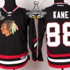 Chicago Blackhawks #88 Patrick Kane 2014 Stadium Series Musta Paita W/2015 Stanley Cup Champion Patch – Lasten