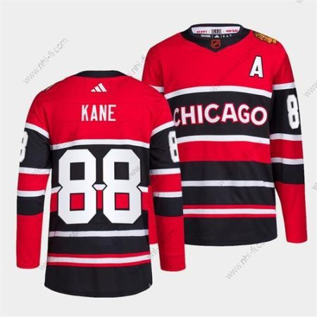 Chicago Blackhawks #88 Patrick Kane Punainen Musta 2022 Käänteinen Retro Ommeltu Paita – Miesten