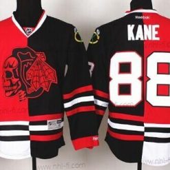 Chicago Blackhawks #88 Patrick Kane Punainen/Musta Two Tone With Punainen Skulls Paita – Miesten