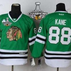 Chicago Blackhawks #88 Patrick Kane Vihreä Paita W/2015 Stanley Cup Champion Patch – Lasten