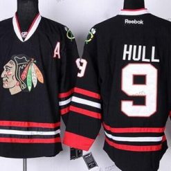 Chicago Blackhawks #9 Bobby Hull Musta Paita – Miesten