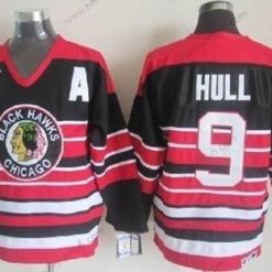 Chicago Blackhawks #9 Bobby Hull Musta Pinstripe 75Th Retro CCM Paita – Miesten